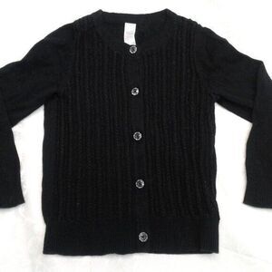 Cherokee Little Girls Cable Knit Black Shimmer Cardigan Crystal Buttons Size 2T